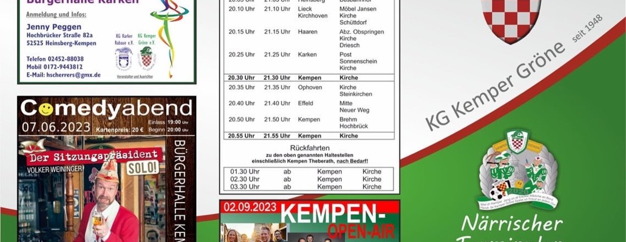 Närrischer Terminplan - Alle Veranstaltungstermine der Kemper Gröne